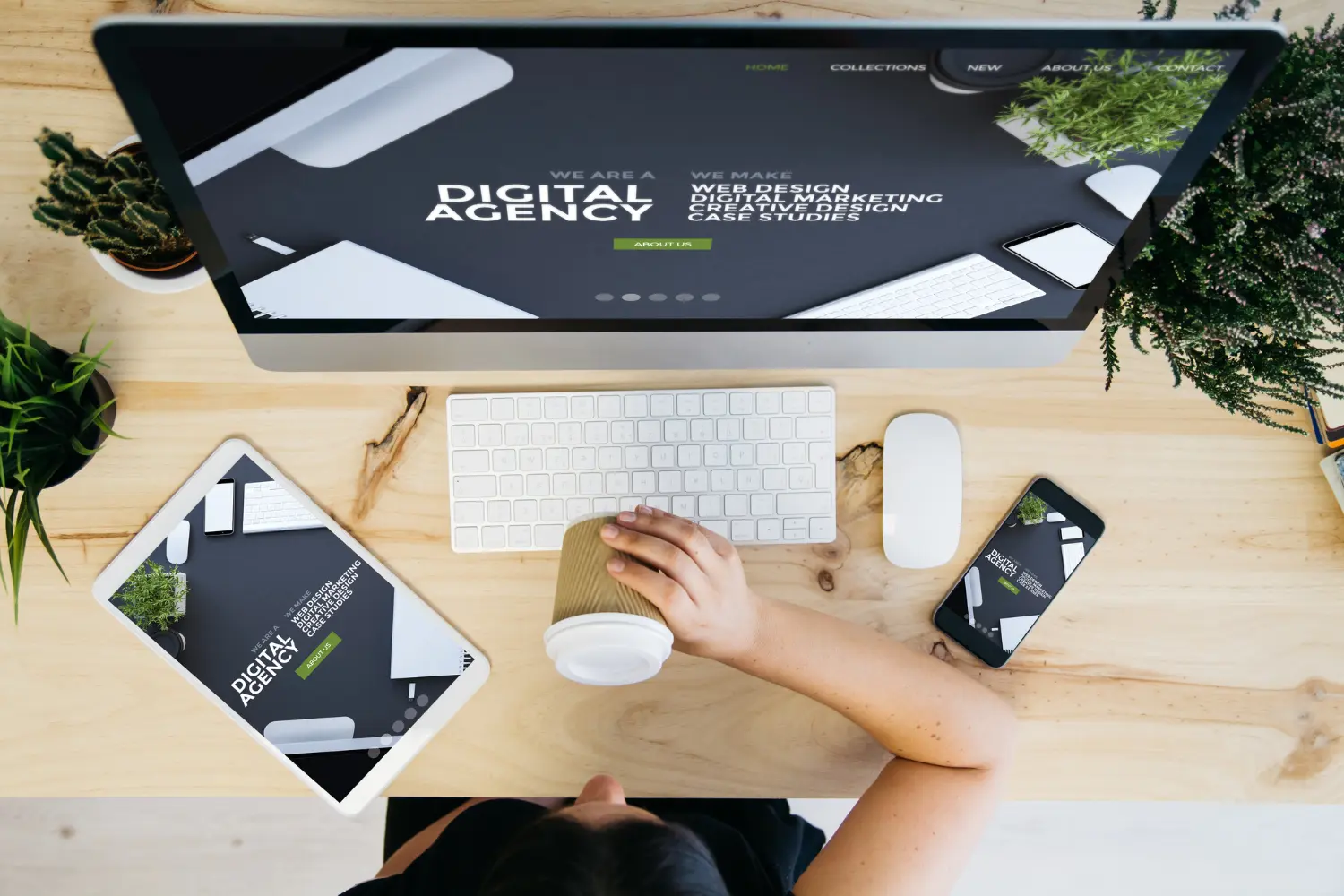 a computer monitor with a digital marketing website displayed on it - digitech