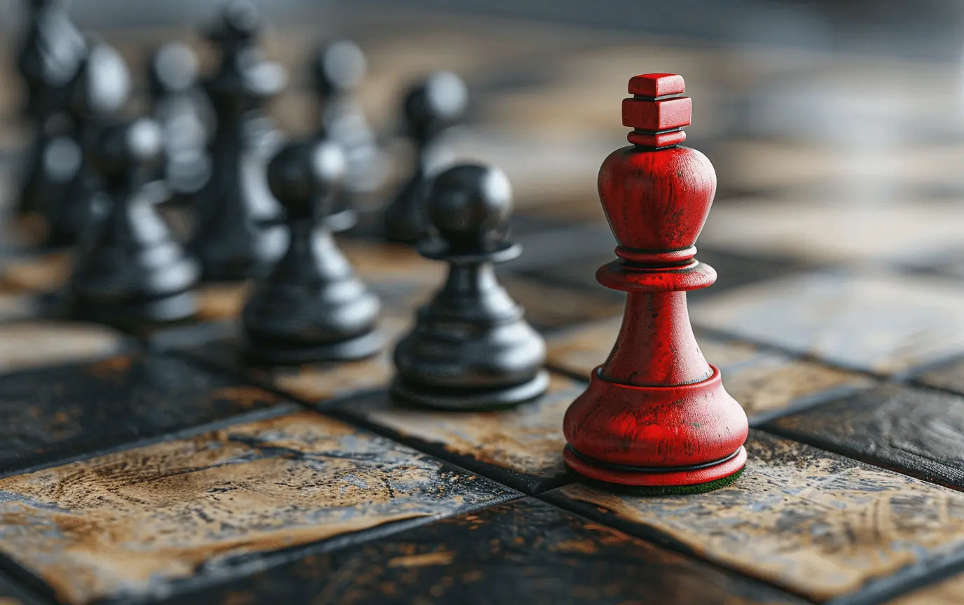 chess board with one red piece being the focal point - digitech