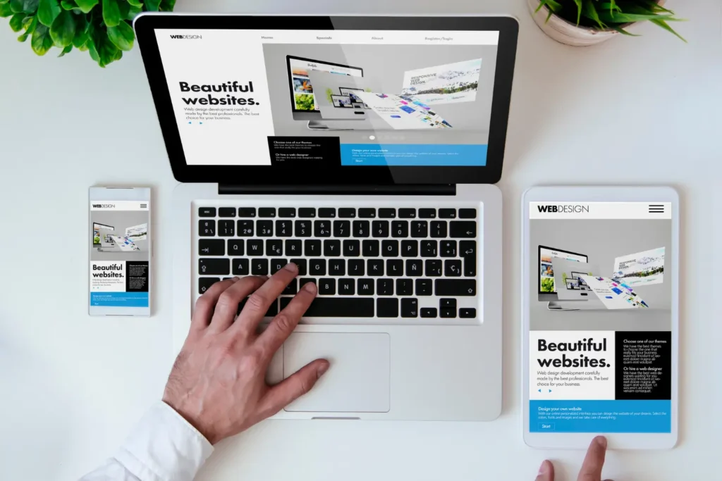 web design concepts on a laptop and smart device - digitech