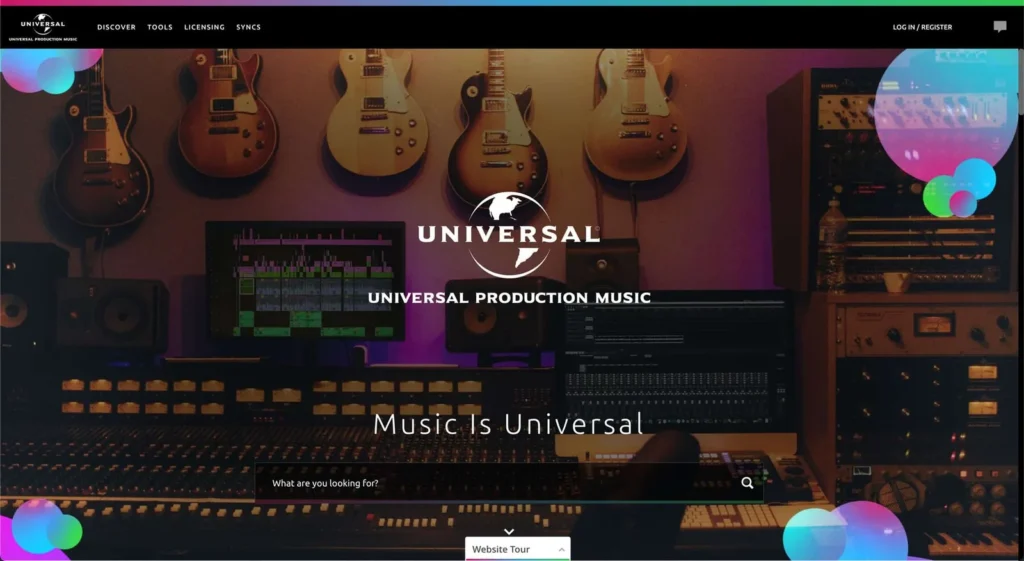 Universal Production Music website on desktop